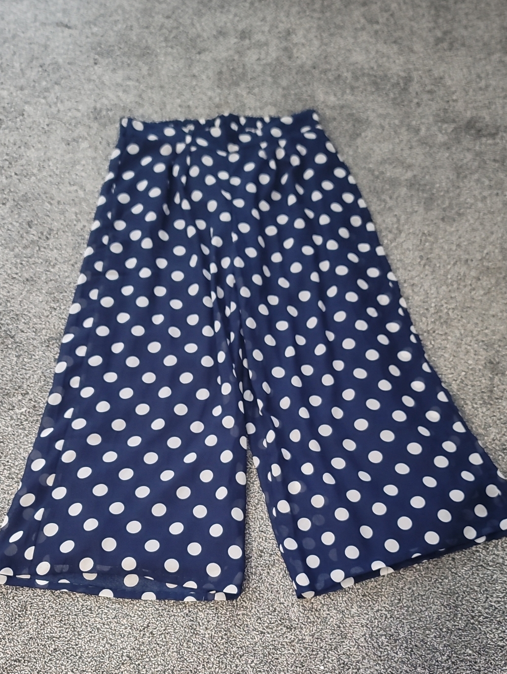 Wide Leg Polka Dot Pants - Navy & White